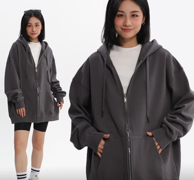 ゆったりシルエットジップパーカー