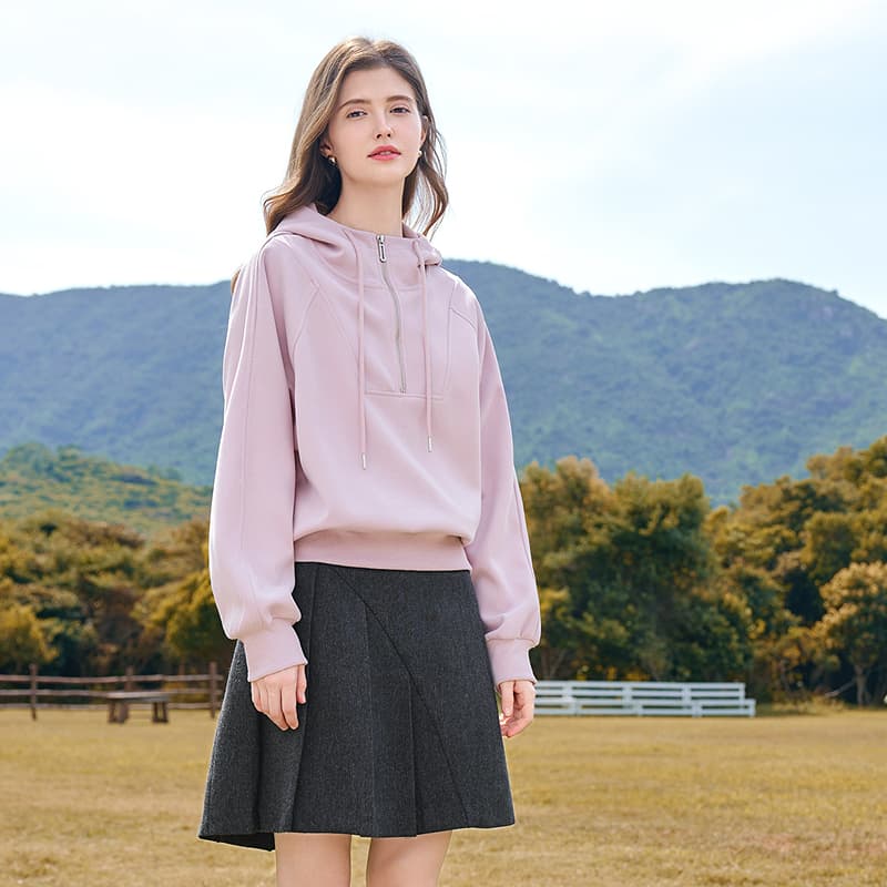 ジップパーカー シンプル ハーフジップ ゆるパーカー