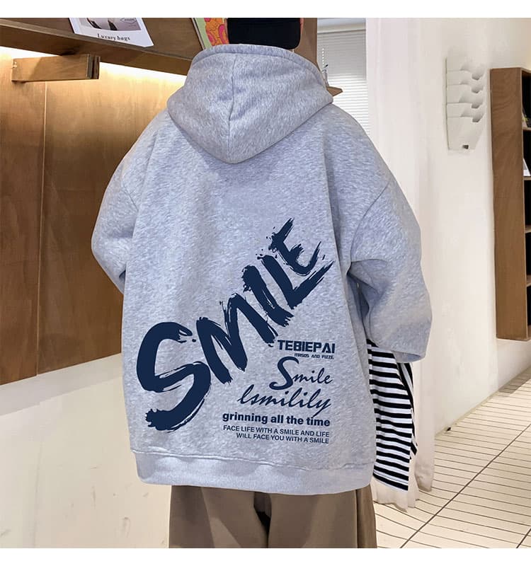 バックプリント 笑顔 ジップパーカー